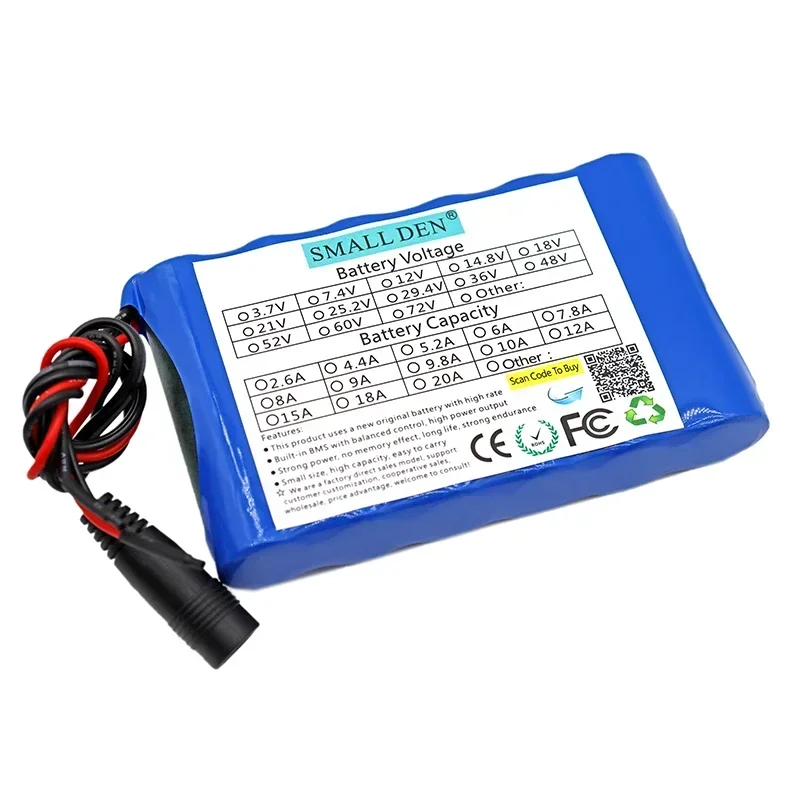 リチウム電池パック,高電流,充電式,bms120w,3s2p,12v,6a,18650, 6000mah