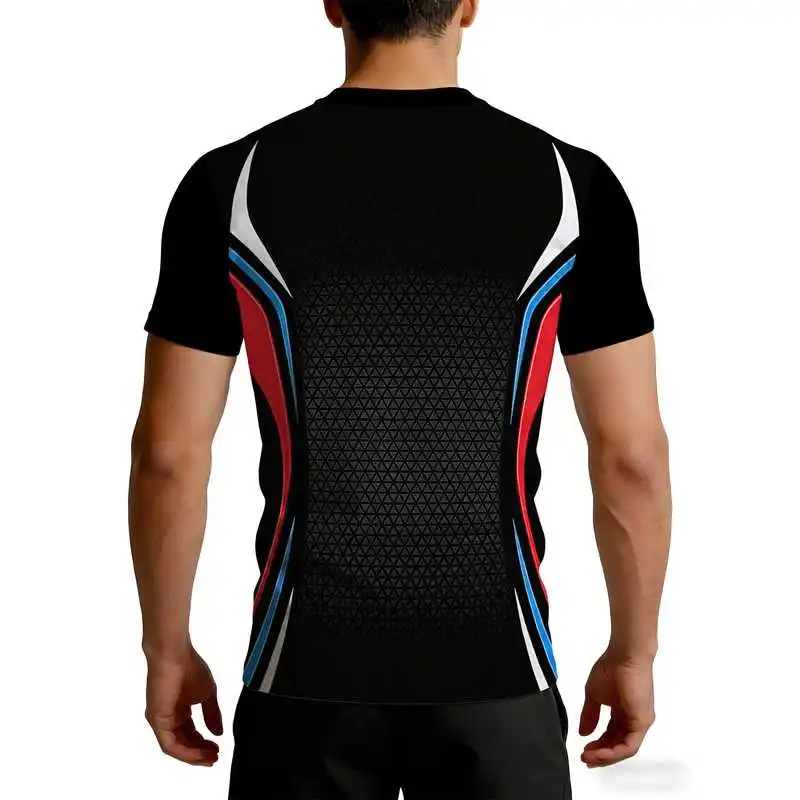 Men's Racing Competition Style Black Base Breathable Mesh Side Panel Color Stripe Stretch Training Tight-Fitting Quick-Dry Short
