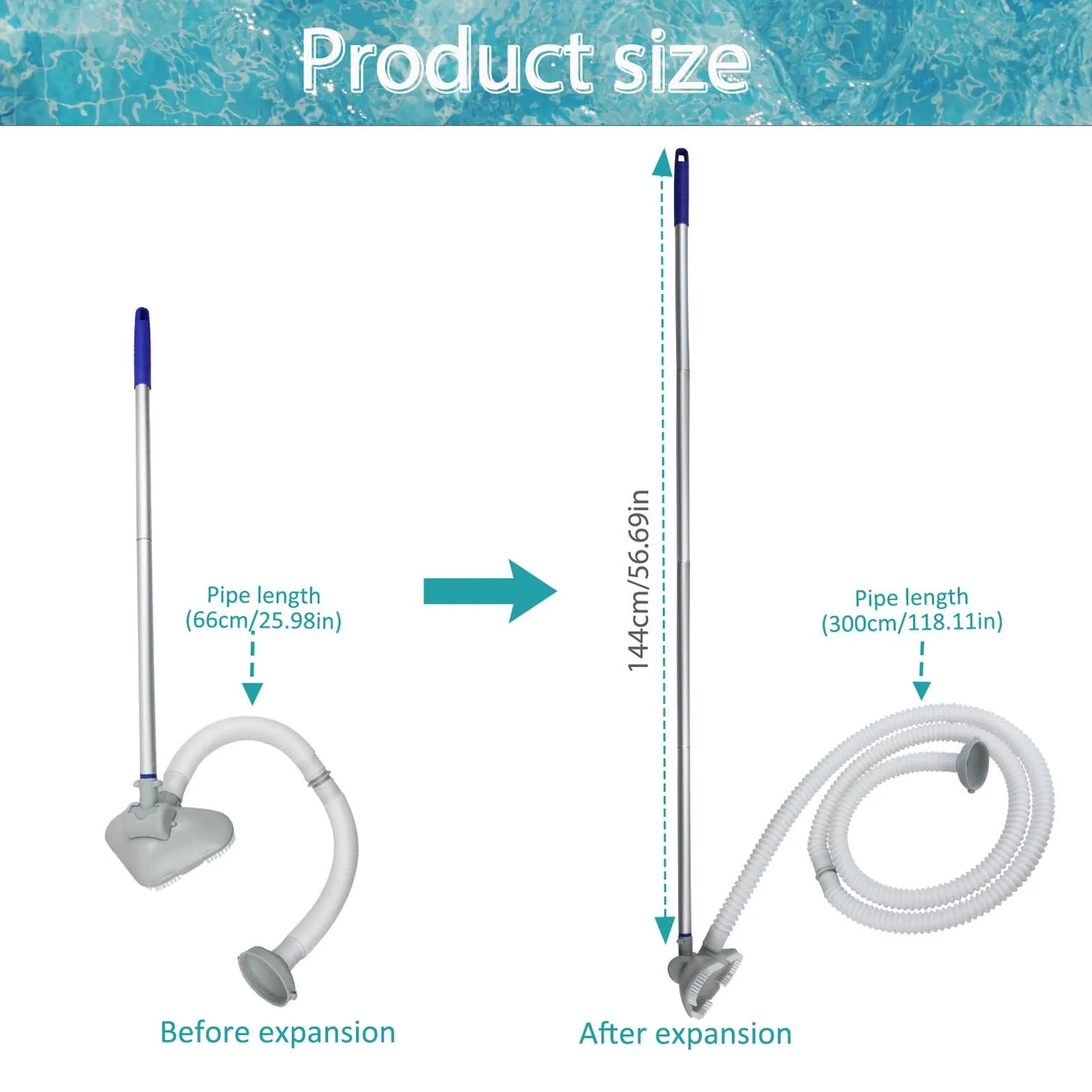 Handstaubsauger-Set für Pool, ABS, tragbar, effizient, Tiefenreinigung, Schwimmbadreiniger für Pools, Whirlpools und Spas