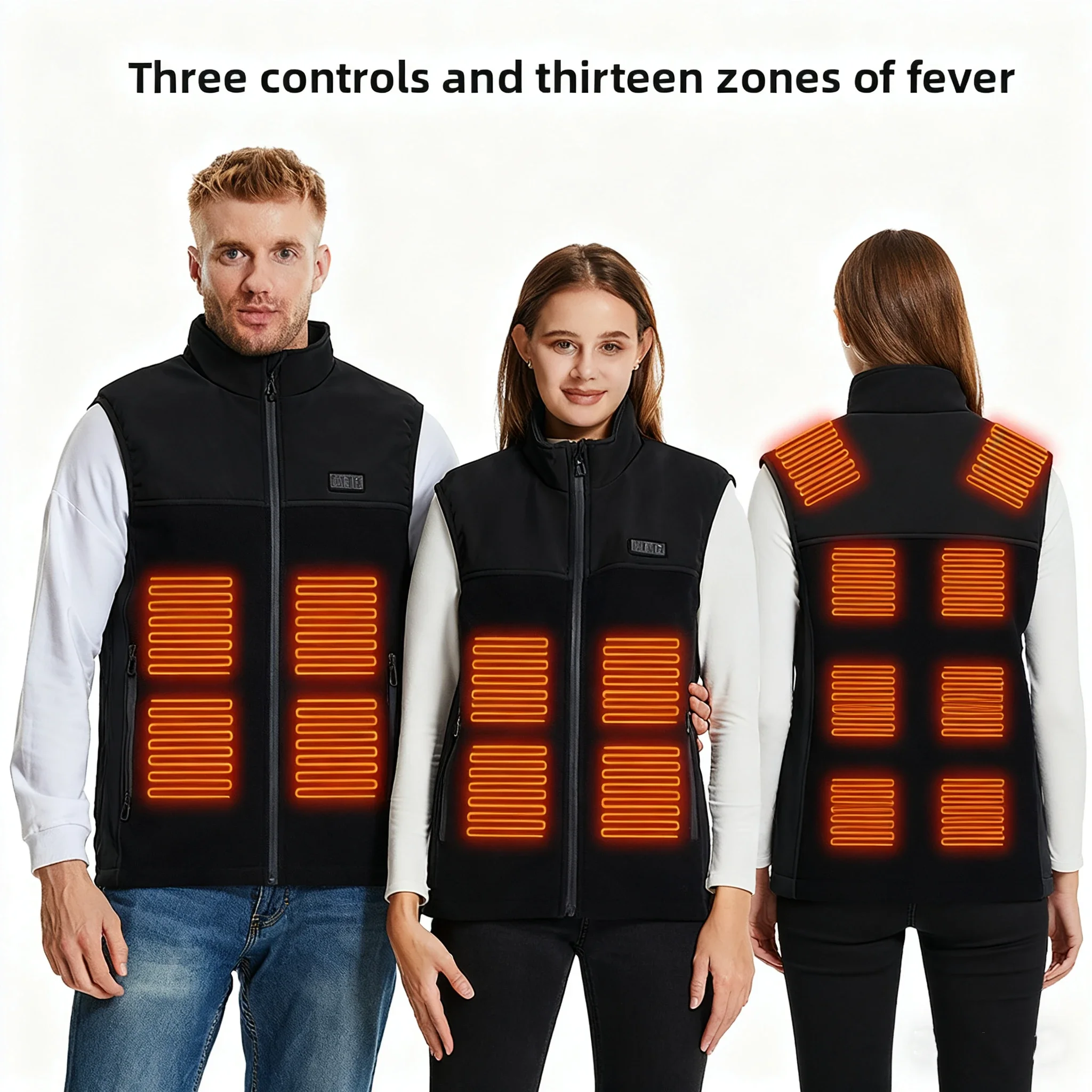 Fleece USB Rechargeable Heated Vest - Unisex Warming Jacket for Men Women Outdoor Hunting Clothing