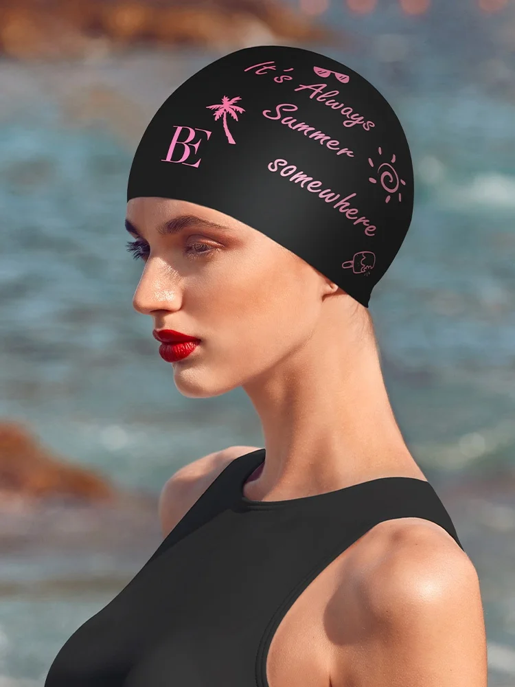 balneaire-silicone-swimming-cap-women's-fashion-waterproof-anti-slip-training-swim-cap-comfortable-fit-ladies-swimming-hat