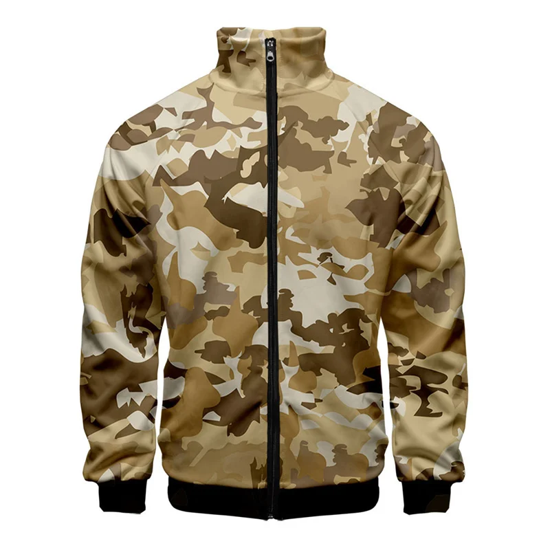 Camouflage 3d Printed Jacket For Men Cool Street Sports Fitness Oversized Coat Spring Autumn Tops Zipper Jackets Male Clothes