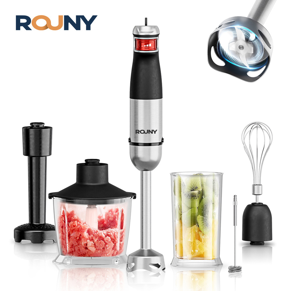  Electric Hand Held Stick Blender 6-in-1 Multi-Purpose Immersion Hand Blender,Stainless Steel Blades,Home & Kitchen, 1500W MAX