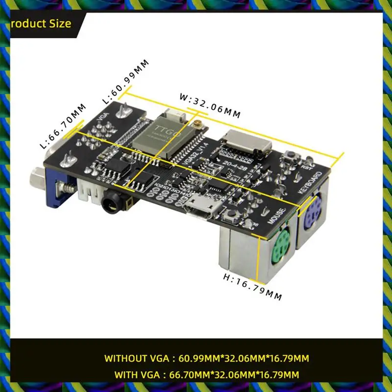 Daily 2X Fabgl VGA32 VGA ESP32 PSRAM Module V1.4 Controller PS/2 Mouse Keyboard Graphics Library Game ANSI/VT