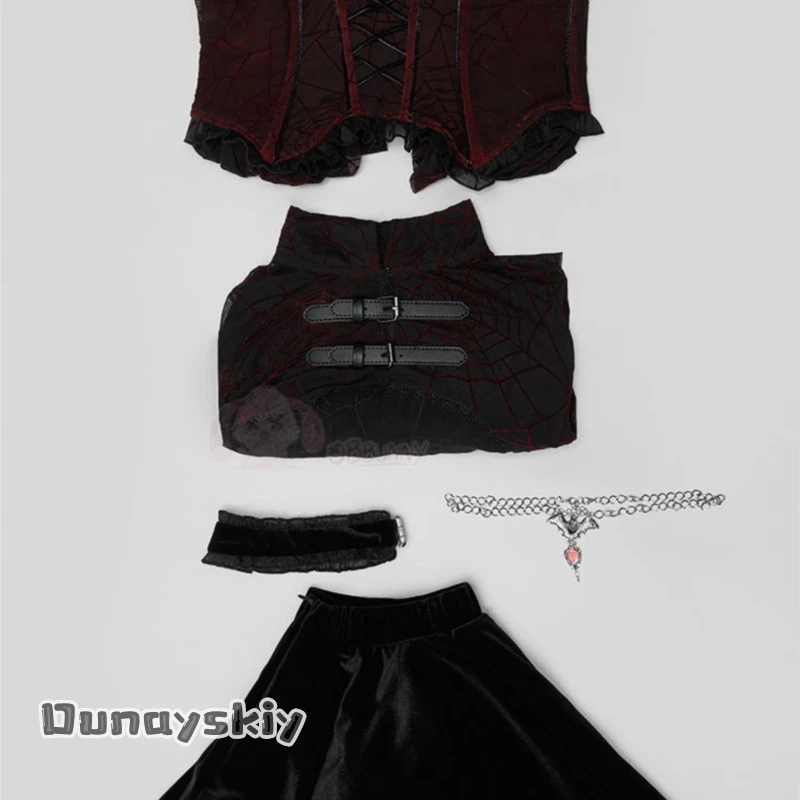 Amanda Cos@AOriginal Blood Night Gothic Spider Web Corset Strap Top Skirt Set Women Cosplay Costume Outfit HalloweenChristmas‌‌‌ - view 4