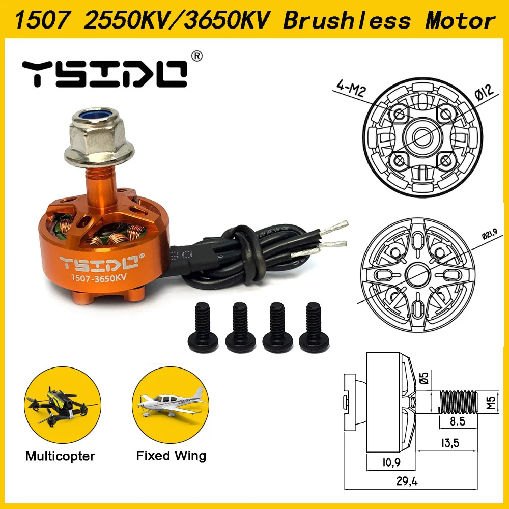 4Pcs YSIDO 1507 2550KV 3650KV 3-6S Brushless Motor for Cineboy 146mm/Cloud-149 149mm Frame Sprog RC Drone FPV Racing DIY