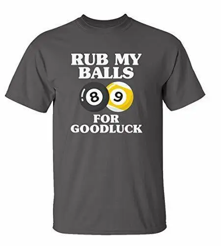 Funny Billiards Rub My Balls for Good Luck Adult Short Sleeve Tee Shirt CharcoalAnime Graphic T-shirts  Men Clothing Women Te