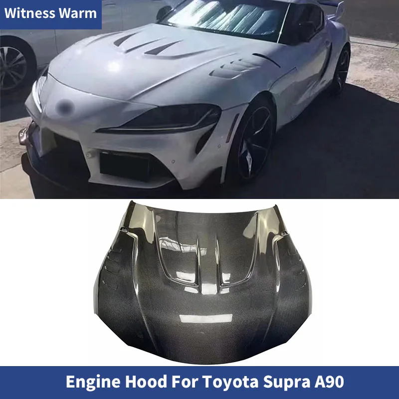 

For Toyota Supra A90 Forged Carbon Fiber Glass L Style Engine Hood Bonnet Cover Air Vent Tuning Body Kit