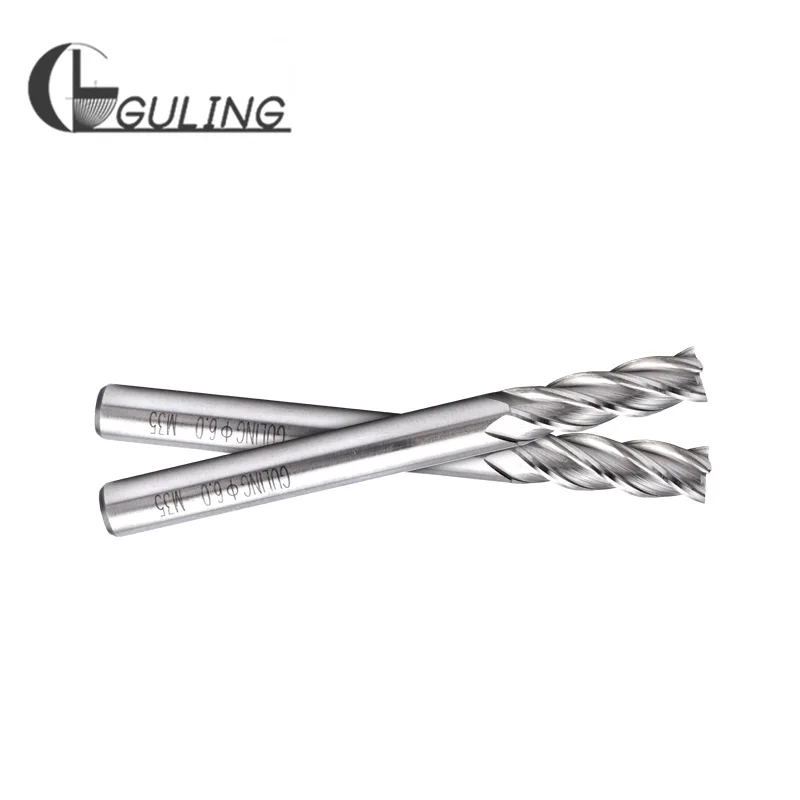 GULING HSSE-M35 CNC 4 플루트 스퀘어 엔드 밀 1 1.5 2 3 4 5 6 8 10 12 14 16 18 20 22 25 MM 긴 생크 밀링 커터