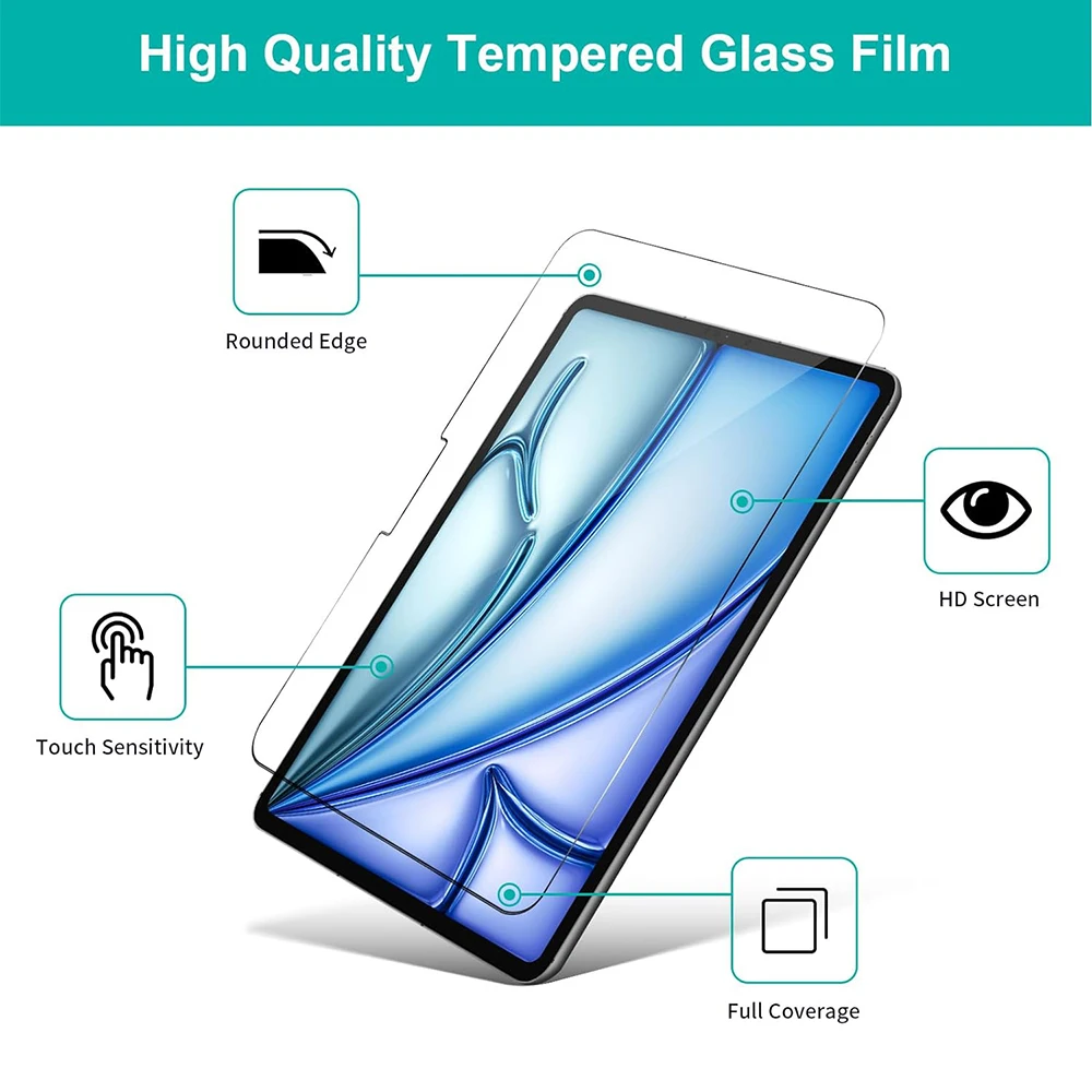 Glass For iPad Pro 11 13 2024 M4 Glass Screen Protector for iPad Air 13 2024 Air 6 11 2024 M2 Tempered Glass HD Film