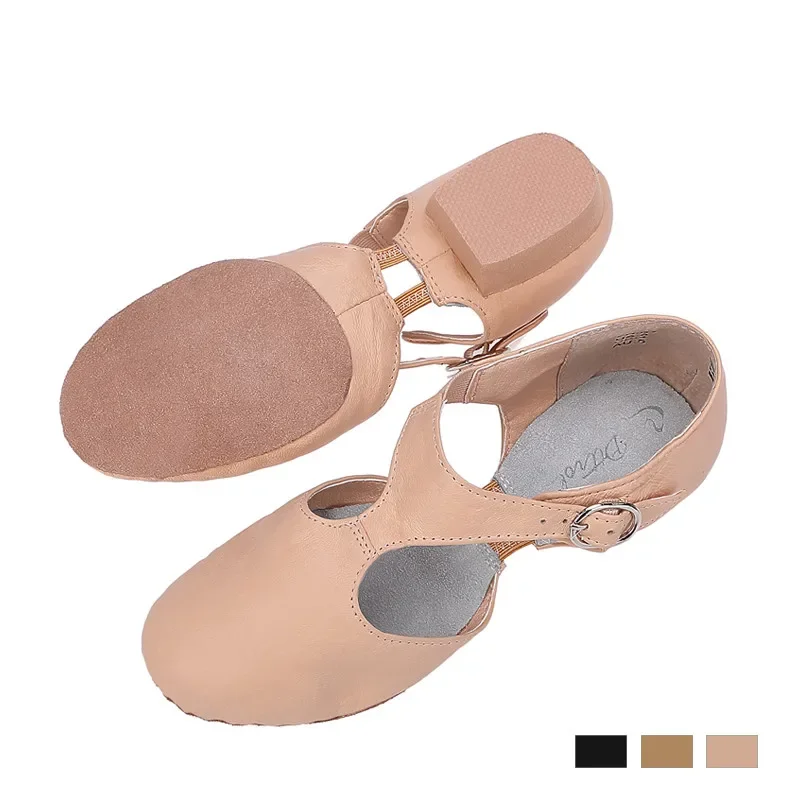 Black Tan Pink Wimen\'s Genuine Leather Shoe for Child Adult Teachers Professional Sandals China Women\'s Jazz Dance Sandal Shoes