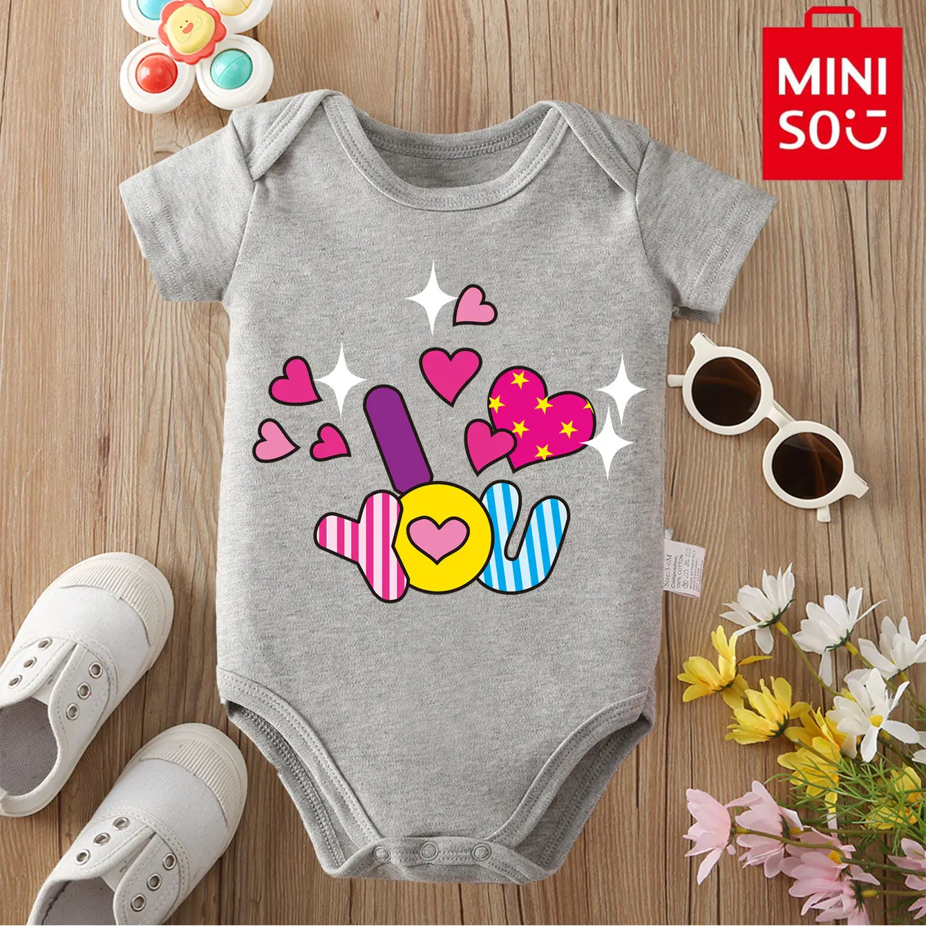 MINISO Mymelody My Melody Cute Print Pure Cotton Comfortable Cloths Bodysuit for Baby Onesie Jumpsuit for 0 To 12 Months Newborn