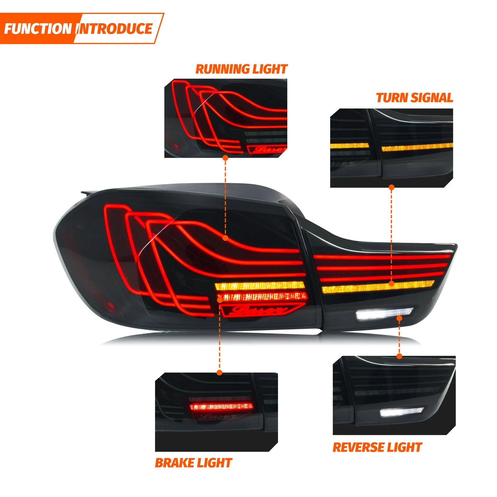 LED Tail Lights for BMW 4-Series F32 F33 F36 F82 F83 M4 2014-2020 Sequential Signal Dynamic Animation Black Rear Lamps Assembly
