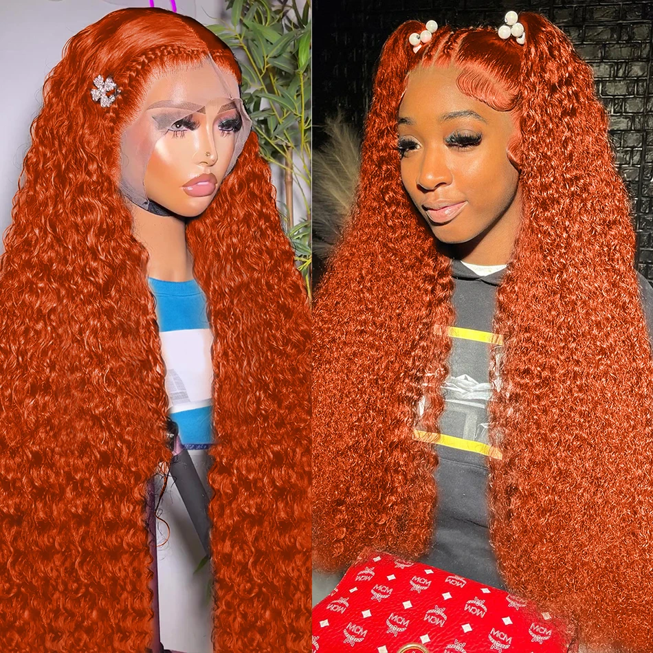 

Ginger 350 Water Wave 13x6 200 Density HD Transparent Lace Preplucked Frontal Glueless Wig Brazilian Virgin Curly Hair For Women