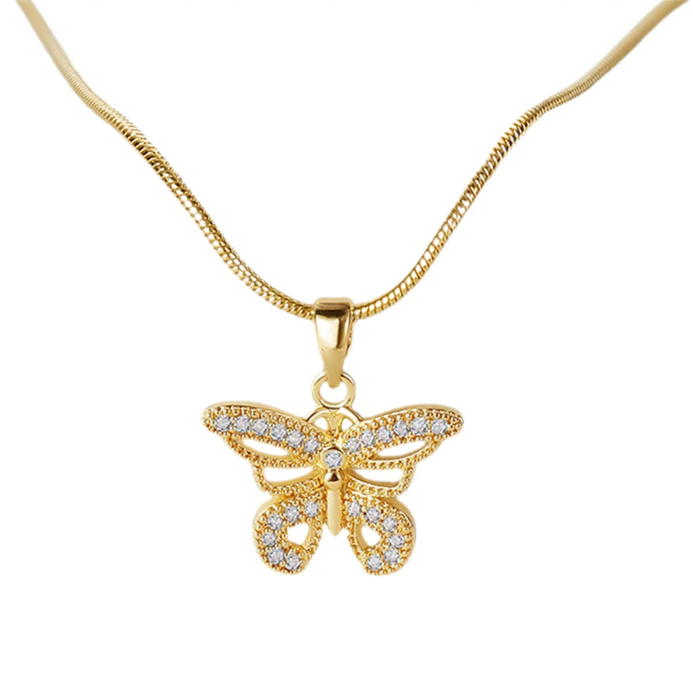 

Zircon Butterfly Necklace Premium Metal Exquisite Butterfly Pendant Necklace for Women Daily Wear Fashion Jewelry