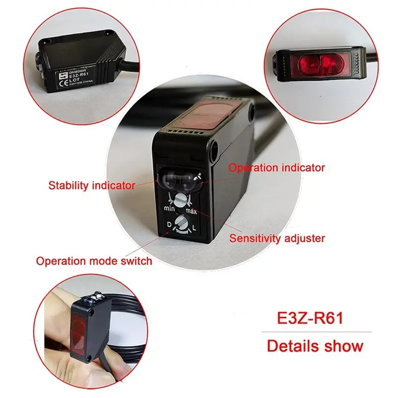 New Tech 2X E3Z-R61 NPN Photoelectric Sensor With Bracket Mirror Reflection Photoelectric Switch Sensor 2M Range