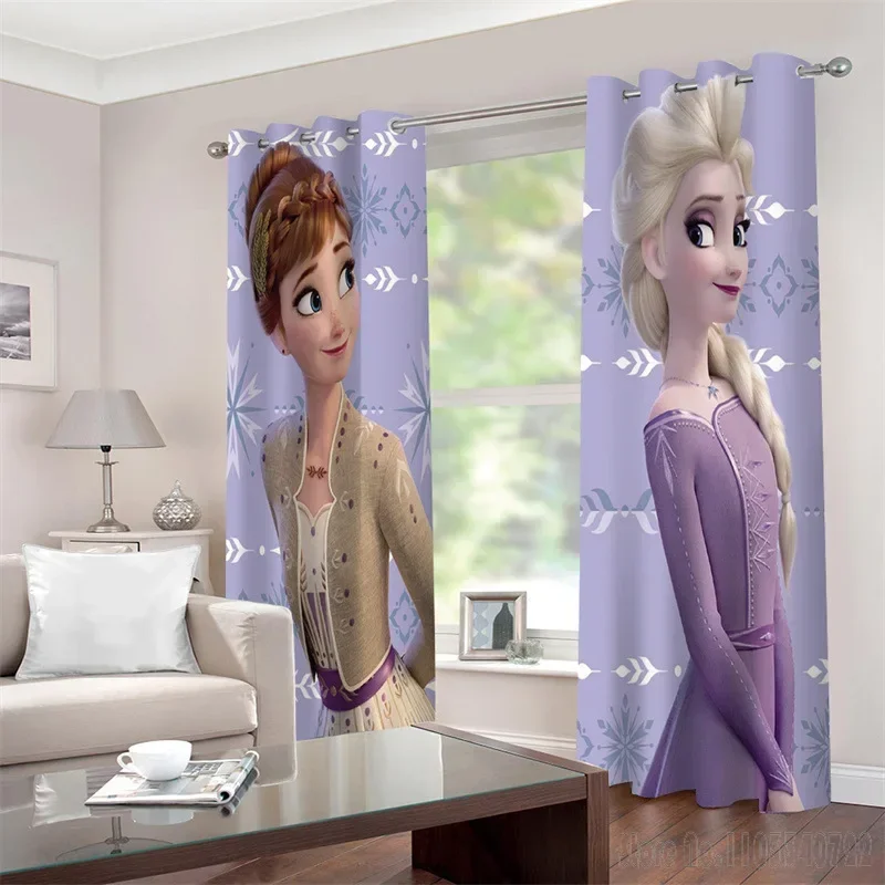 

Disney Purple Frozen Princess Anna Elsa Window Curtain 3D Print Blackout Curtains Living Room Bedroom Decor Custom Kids Gift