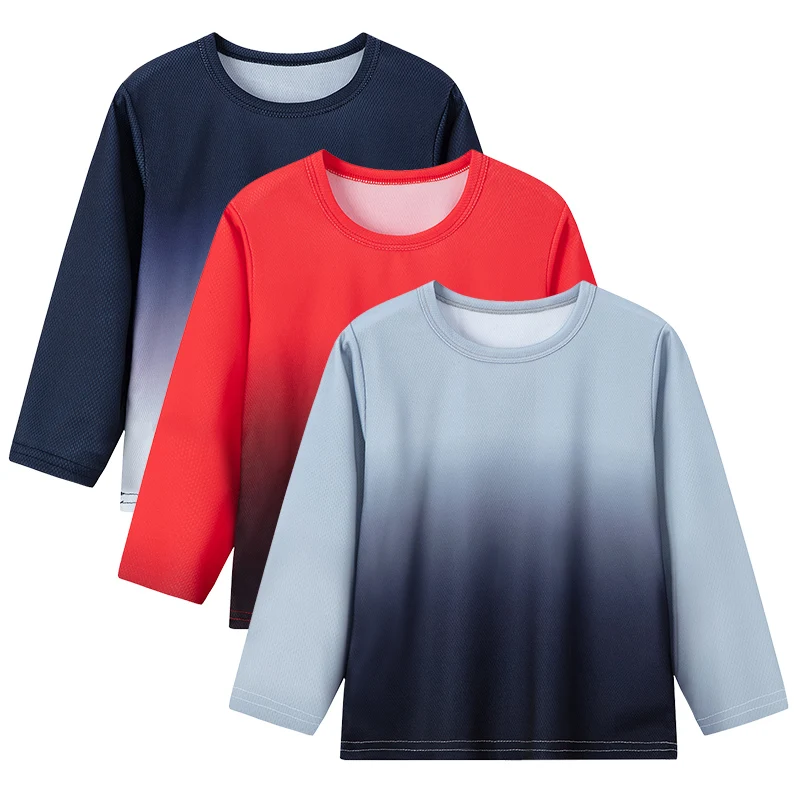 Children's sports gradient pattern long sleeve T-shirt boys and girls running sports casual Joker basketball football top