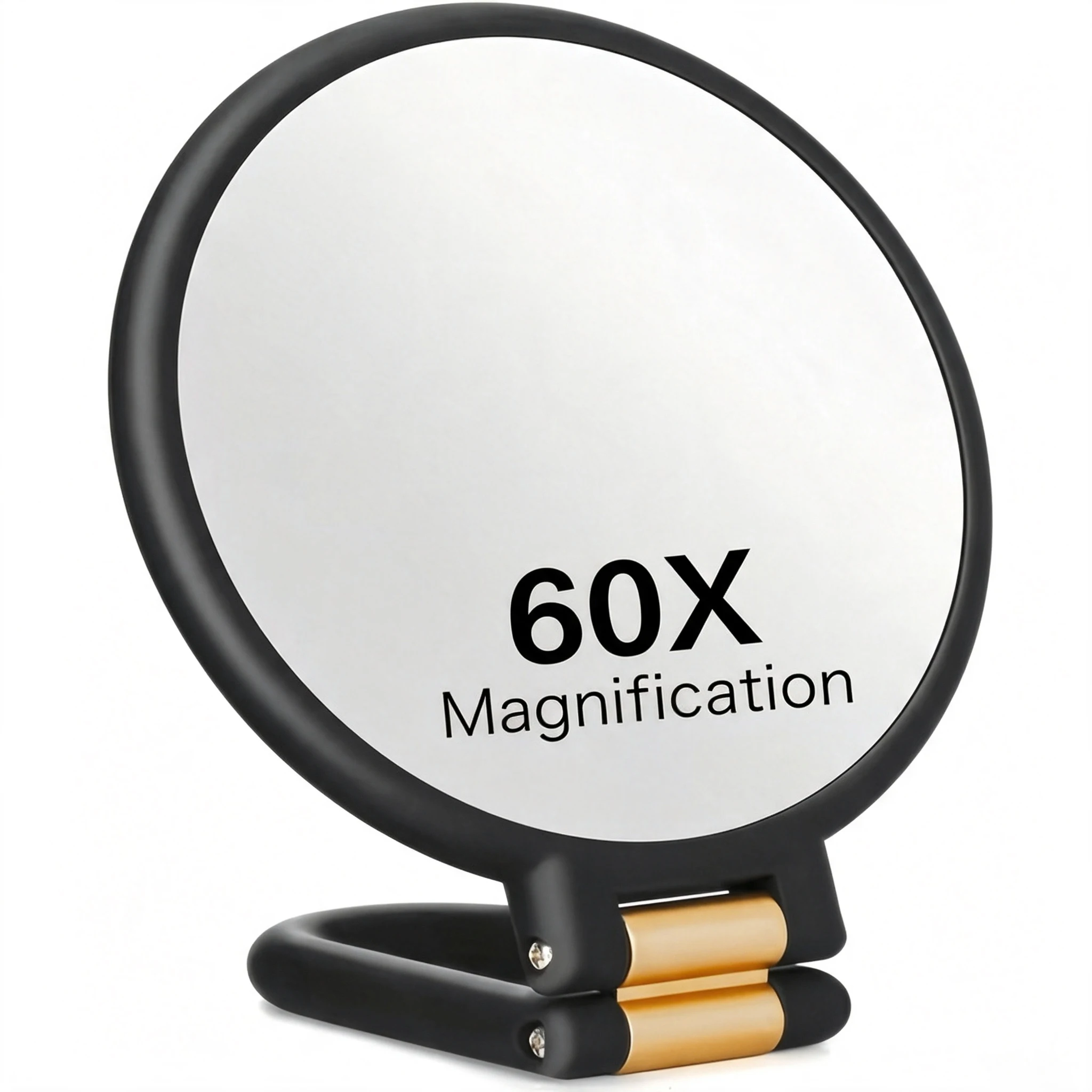 60X Double-Sided Handheld Magnifying Mirror, 1x/80x HD Makeup Mirror, ABS Folding Desktop & Hanging for Home Office Trip
