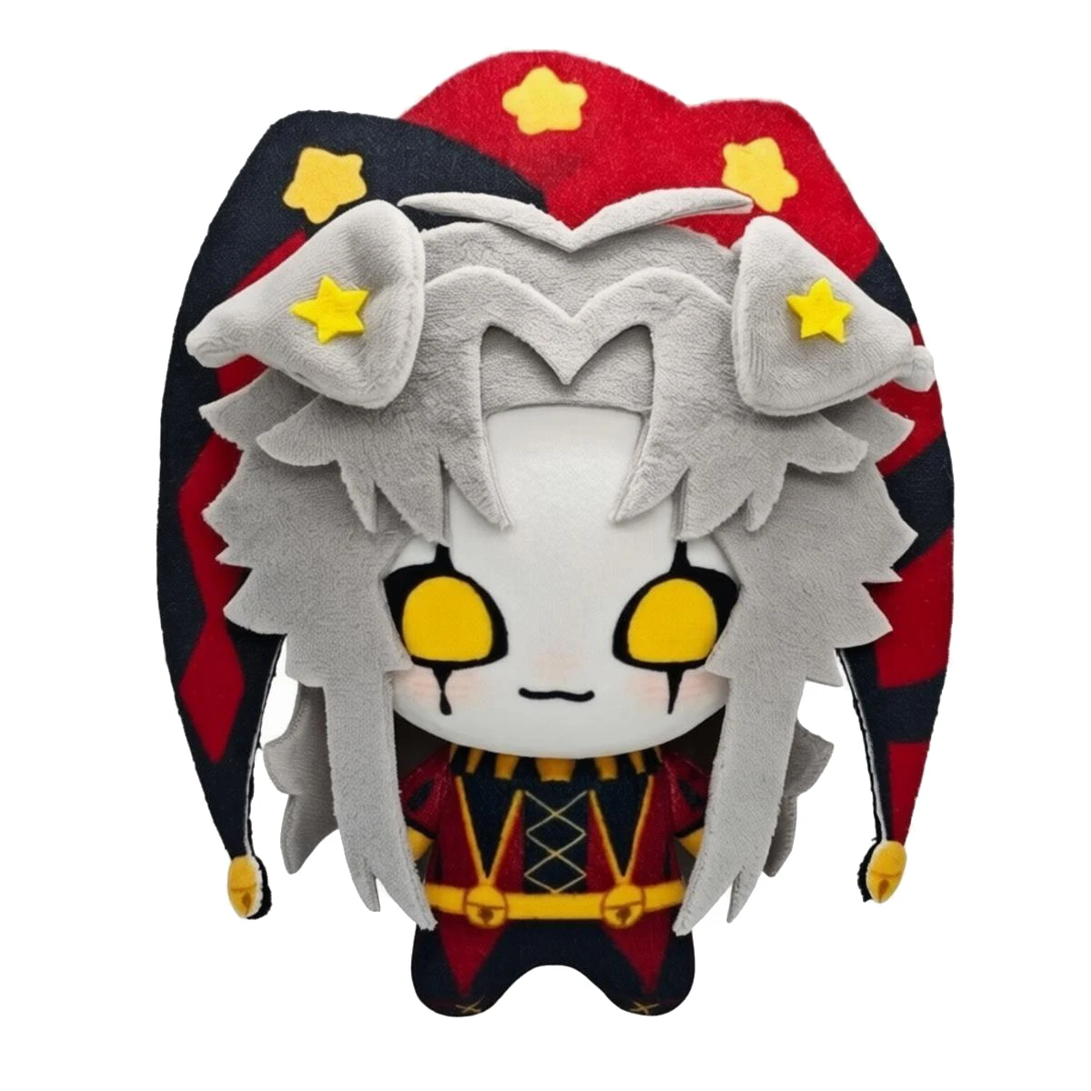 

Latest 12cm Big Yellow Eyes Crying Cosplay Anime Circus Character Pierrot Cartoon Plush Toys Keychain Game Freak Plushie Doll