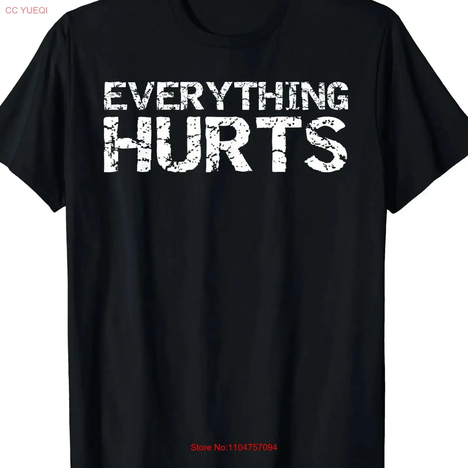Everything Hurts funny T Shirt tee workout pain vintage Washed Breathable streetwear Comfortable Soft homme Versatile fashion