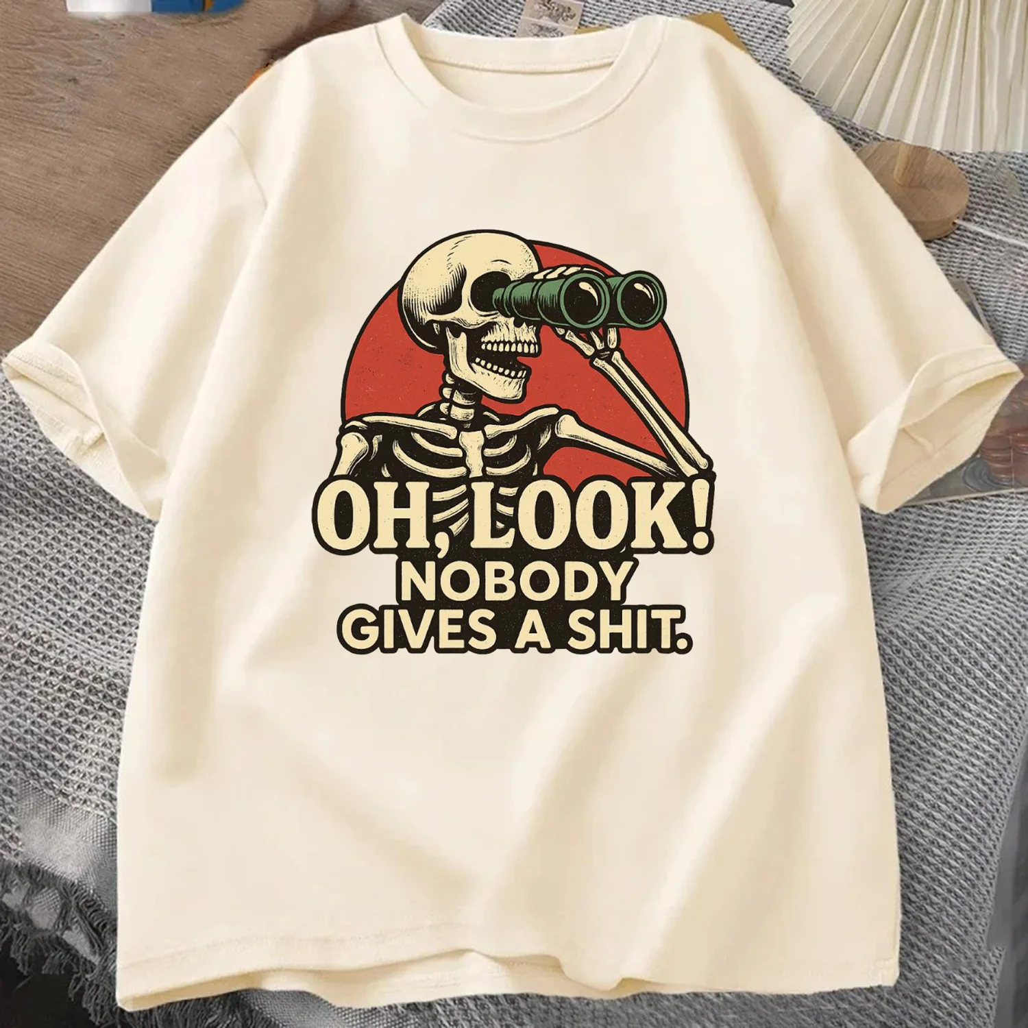 أوه نظرة لا أحد يمنح القرف السخرية تي شيرت الصيف الرجال رياضية الجولة الرقبة قصيرة الأكمام ملابس رياضية عادية متعة القمم القطن المحملة #1