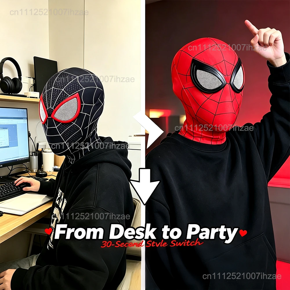 1/2 Stück Spiderman Atmungsaktive Masken Hochelastischer Hut Lustige Spinnenlinse Erwachsene Kinder Cosplay Party Halloween Kostüm Zubehör – Detail 10