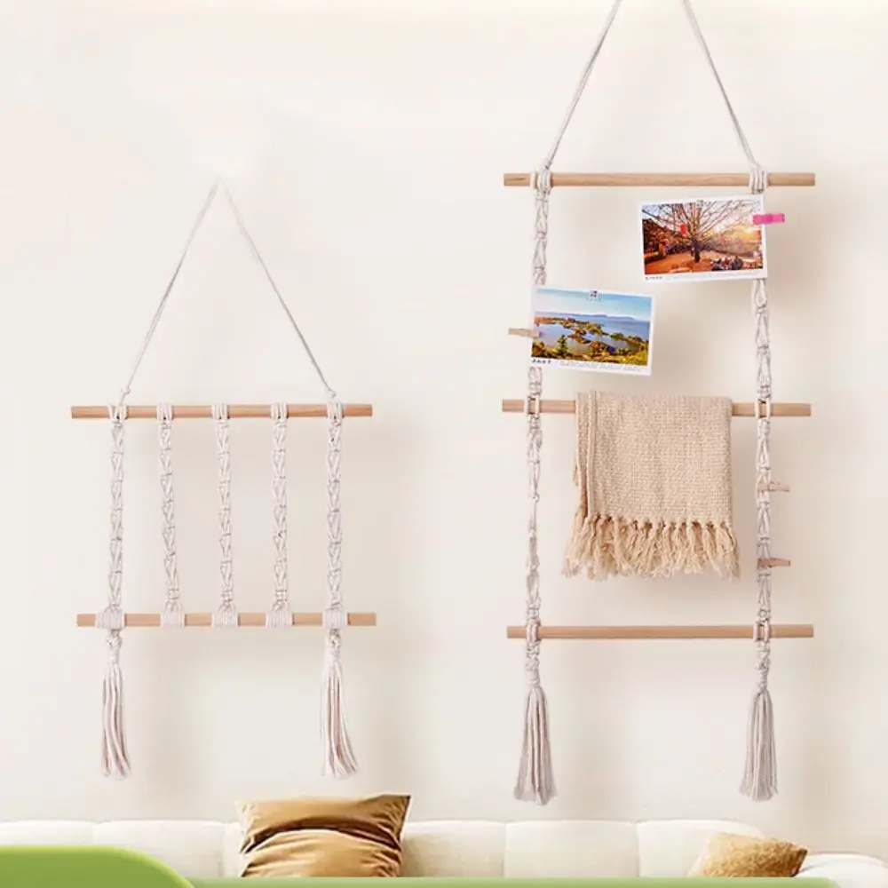 Bohemian Style Cotton Rope Decorative Shelf Handmade Creative Storage Rack Wall Mounted Exquisite Woven Tapestry Children's Room