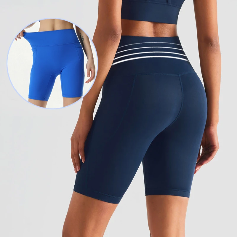 Women's Summer High Waist Hip Lift Knee Length Yoga Shorts for Running Gym Workout Fitness