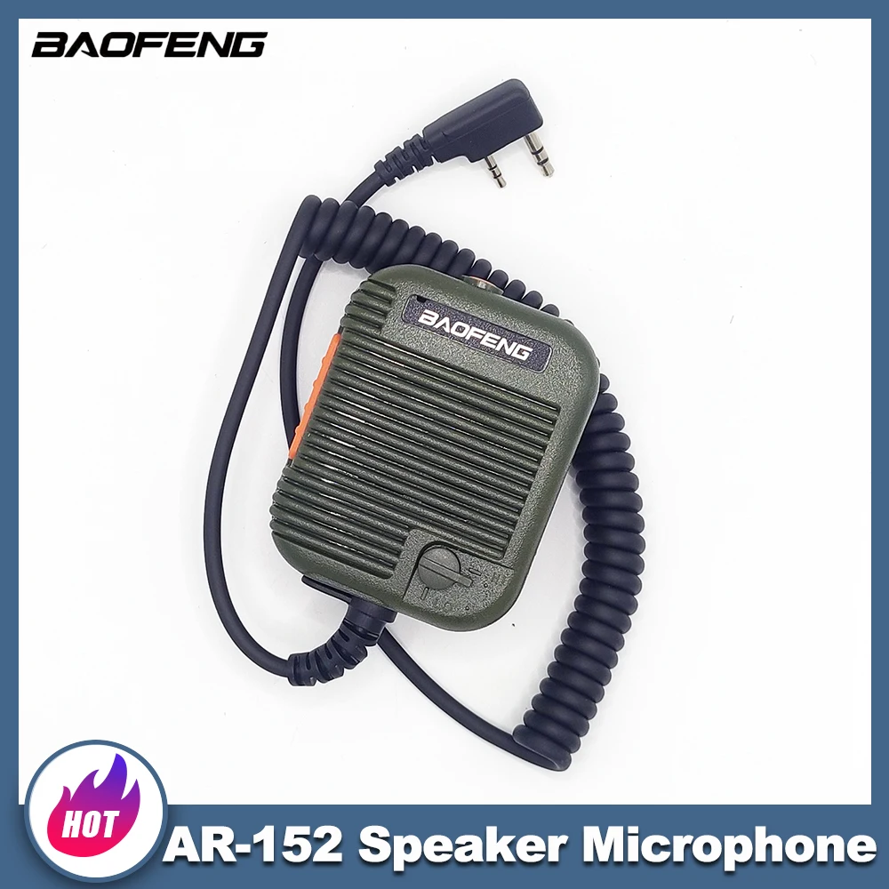 Black/Army Green BAOFENG AR-152 Tactical Walkie Talkie Speaker Microphone 2Pin K-Type Mic for UV-25L UV-5RH Pro Max UV-K51 Radio