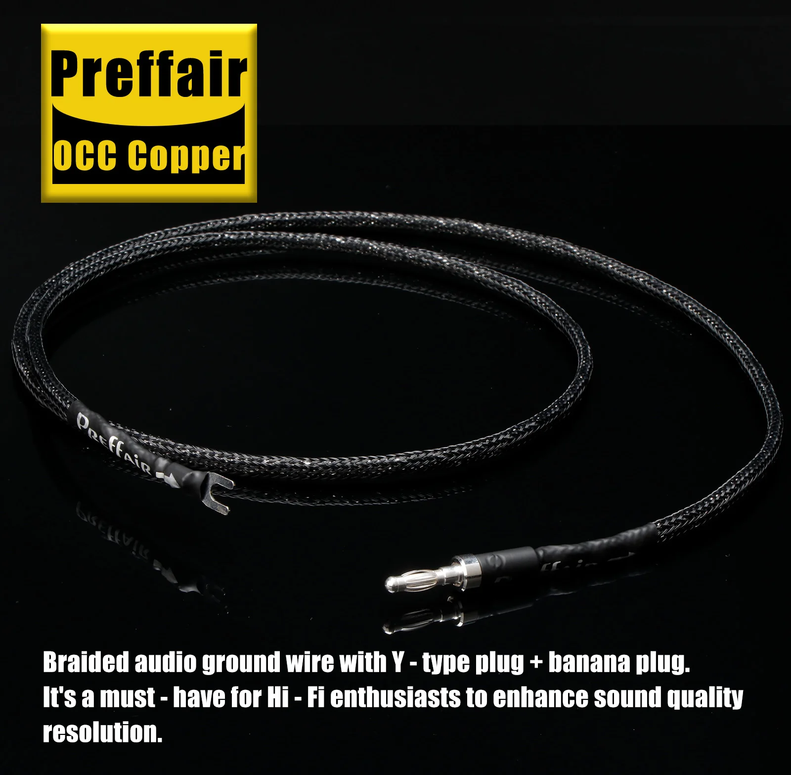 Premium Phono Cable Pure Copper Silver Plated Ground Wire Cable - Y Spade/Lantern Banana Plug for LP Vinyl  Audiophile