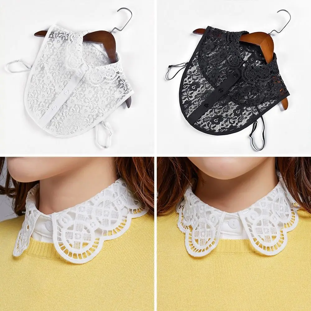 

Clothes Accessory Detachable Fake Collar Lace Adjustable Neckline White Black Shawl Wrap Women Girls