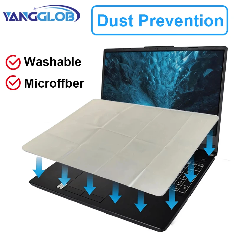 Lint-Free Microfiber Laptop Dust Cloth, 35x23.5cm Breathable Anti-Dust Cover for 15/17 Inch Gaming Laptops, Reusable Cleaning To