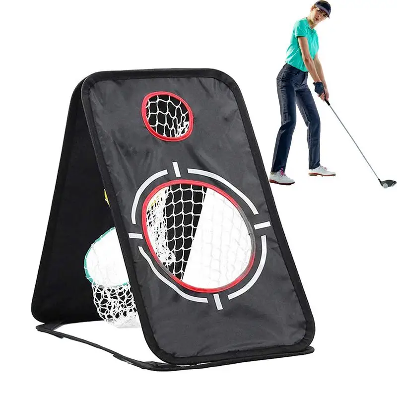 Golf Chipping Net Double-Sided Golf Hitting Trainer Indoor Outdoor Chipping Pitching Cages Mats Practice Net Golf Training Aids