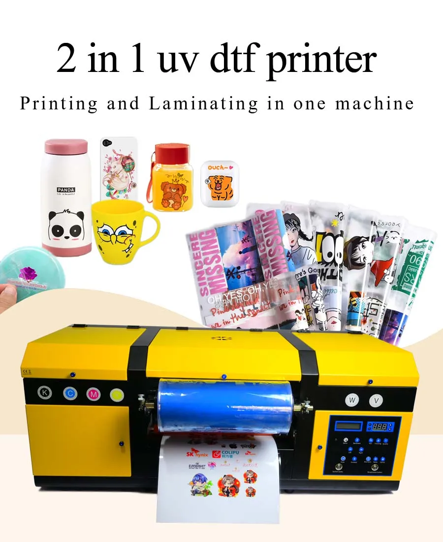 The hot selling A3 two heads Xp600 2in1 small digital uv dtf inkjet flatbed printer For phone case pvc film printing pen sticker