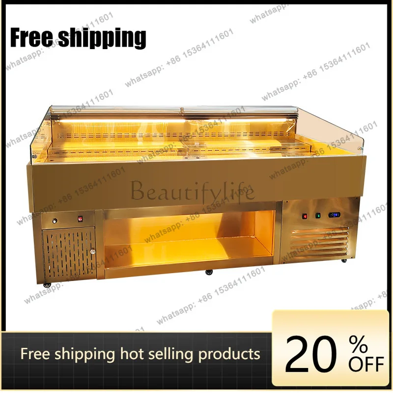 LS Buffet Ice Table Hotel Commercial Fresh-keeping Counter Freezer Horizontal Seafood Refrigerated Display Cabinet