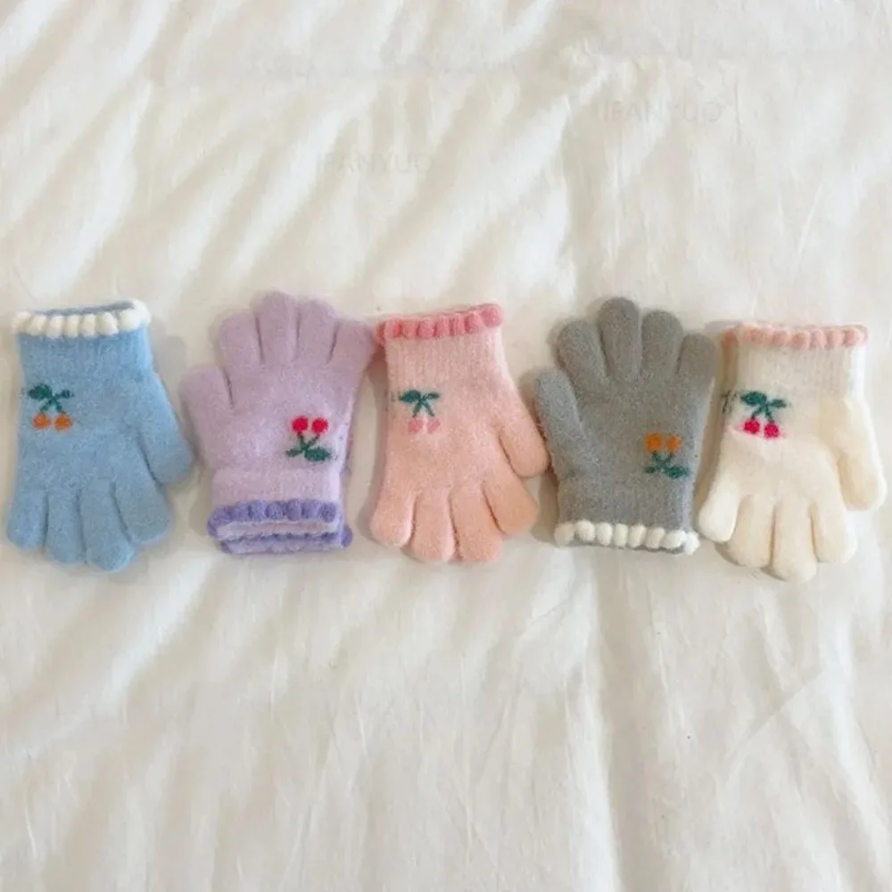 New Windproof Kids Warm Gloves Thicken Five Finger Cycling Mittens Baby Gloves Winter