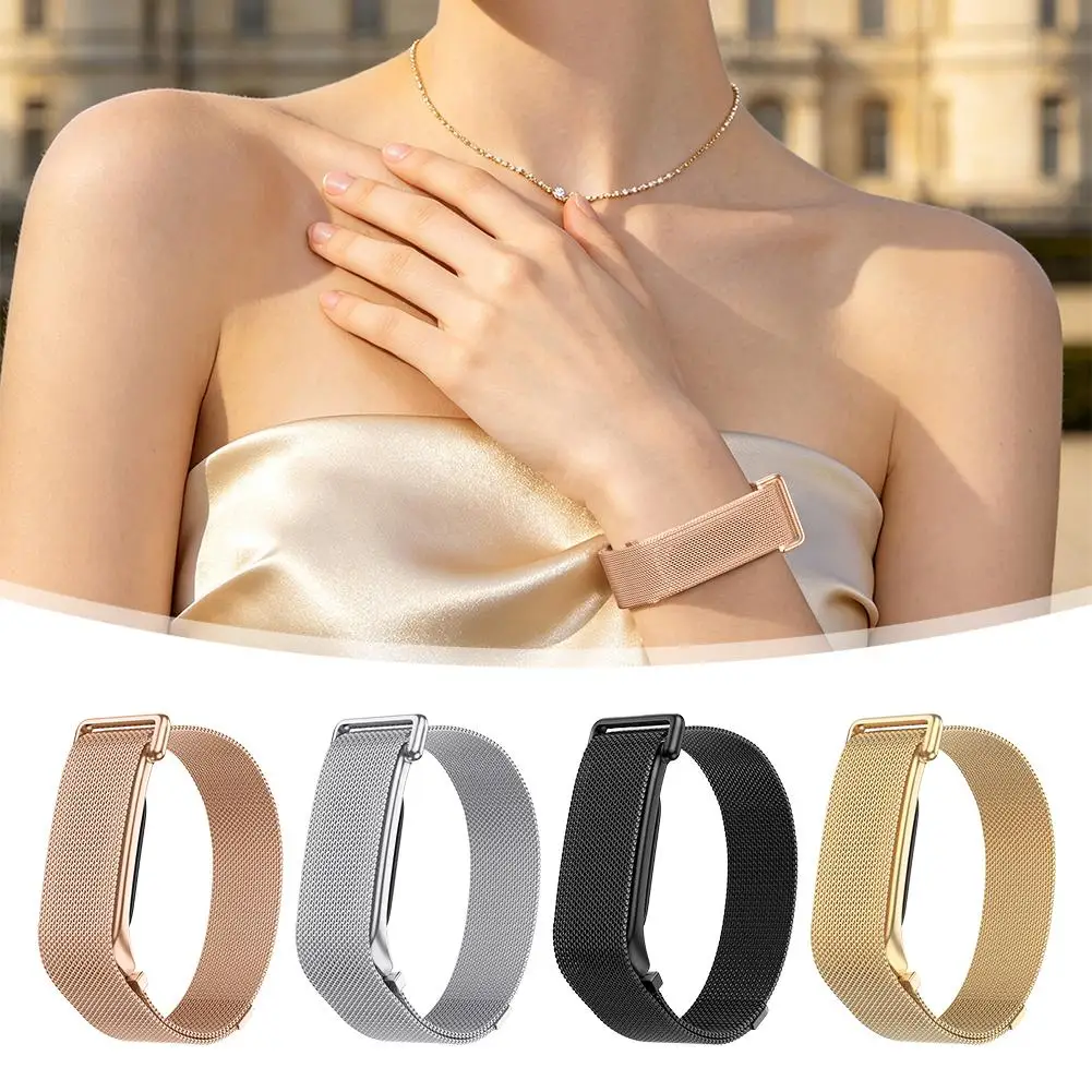 Milanese Stainless Steel Band Compatible Google Fitbit Air Flexible Magnetic Soft Quick Dry Breathable Wristband Unisex