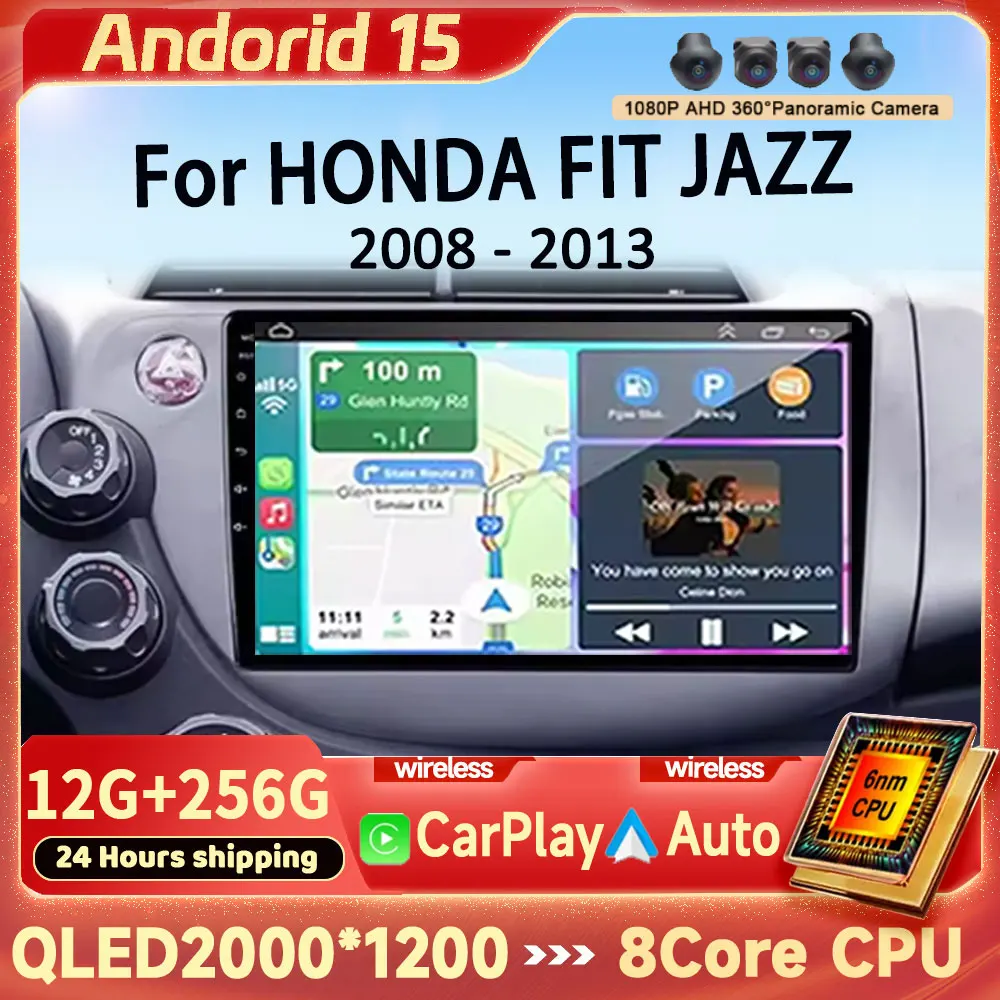 

Android 15 Car Stereo Radio For HONDA FIT JAZZ 2008 2009 2010 2011 2012 2013 Multimedia Wireless Carplay Android Auto AUto BT 4G