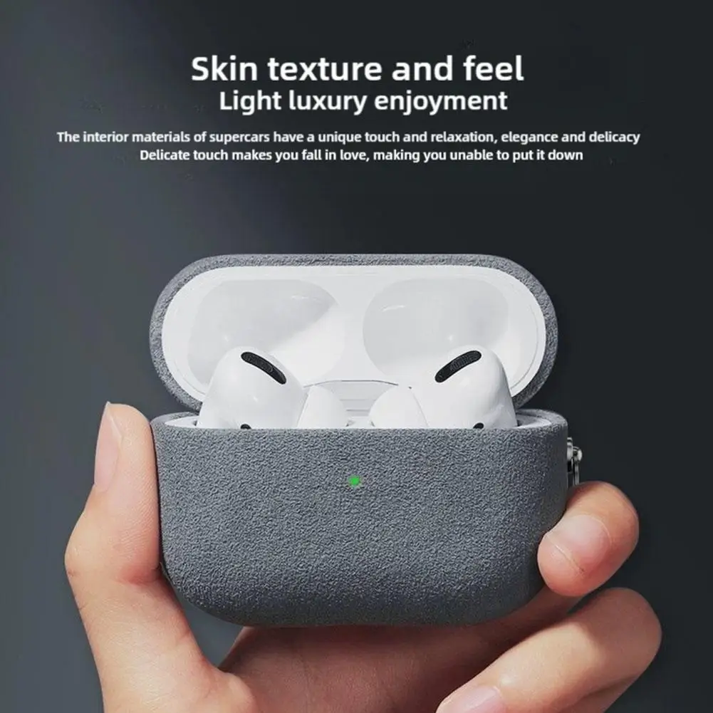 حافظة سماعة رأس من جلد الغزال لأجهزة Airpods 4 من الجلد الاصطناعي حافظة واقية لسماعات الرأس مقاومة للخدش ومضادة للسقوط