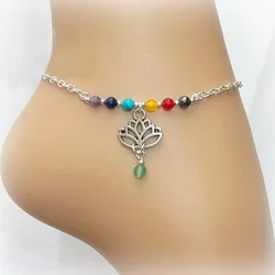 Lotus Chakra Anklet Ankle Chain Ankle Bracelet Gemstone Chakra Ankle Chain Rainbow Beaded Anklet