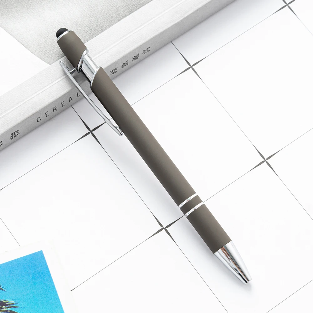 100 stks/partij Metalen Business Balpen 2 In 1 Met Universele Touch Screen Stylus Pen School Kantoorbenodigdheden Gratis Aangepaste Logo