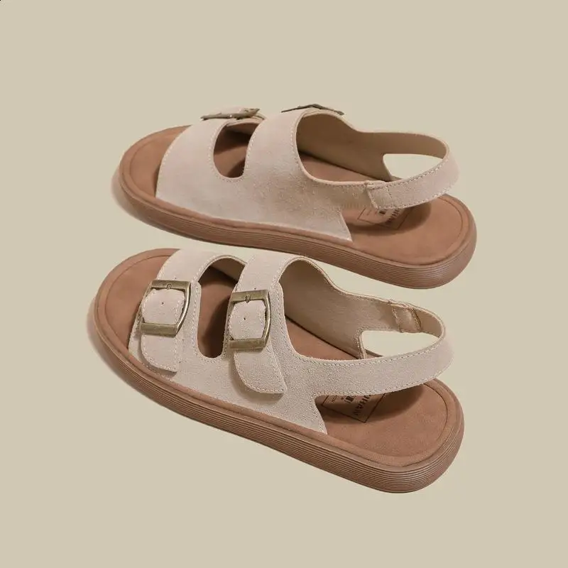 Sandals Straps Clogs With Heel 2024 Summer Women\'s Low Shoes Suit Female Beige  Thick Elastic Band Low-heeled Beach Black Gladia