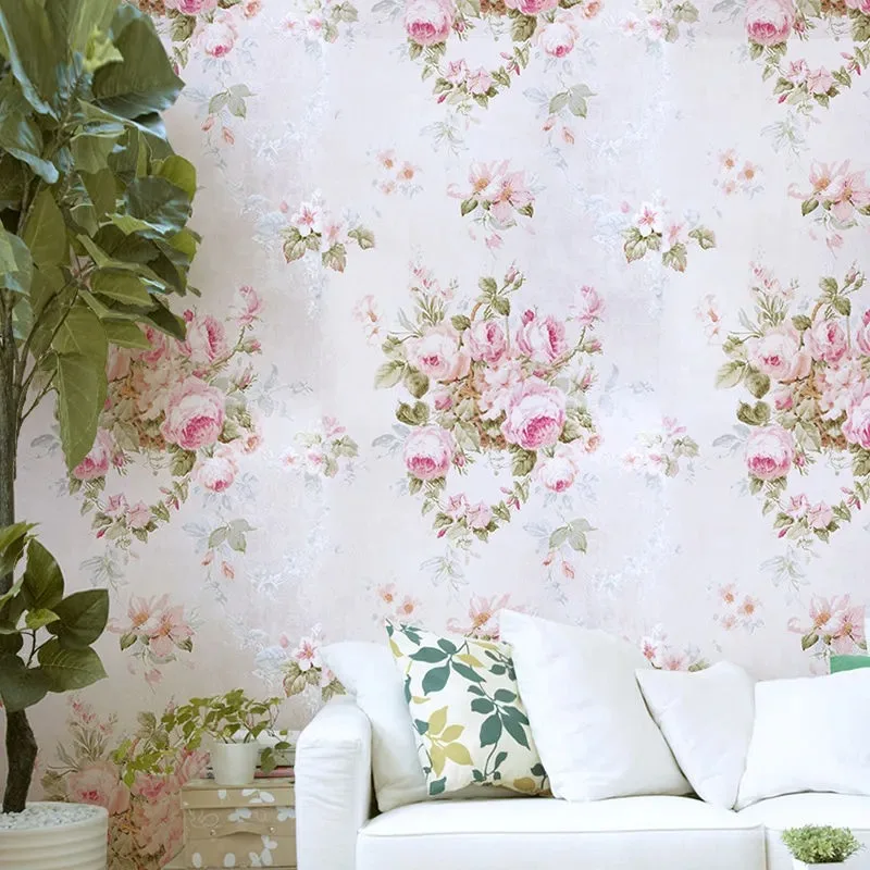 American Rustic Vintage Flower Wallpaper Retro Large Floral Wallpapers Roll Living Room Bedroom Decor Murals Wall Paper 3d