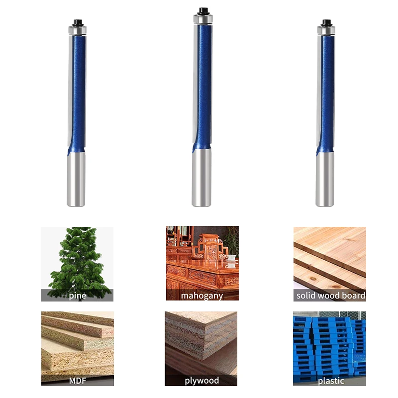 목공 절삭 공구용 SHANKlong 블레이드 플러시 비트, 플러시 트림 라우터 비트 엔드 베어링, 1/2 인치, 12mm, 무료 배송, 신제품