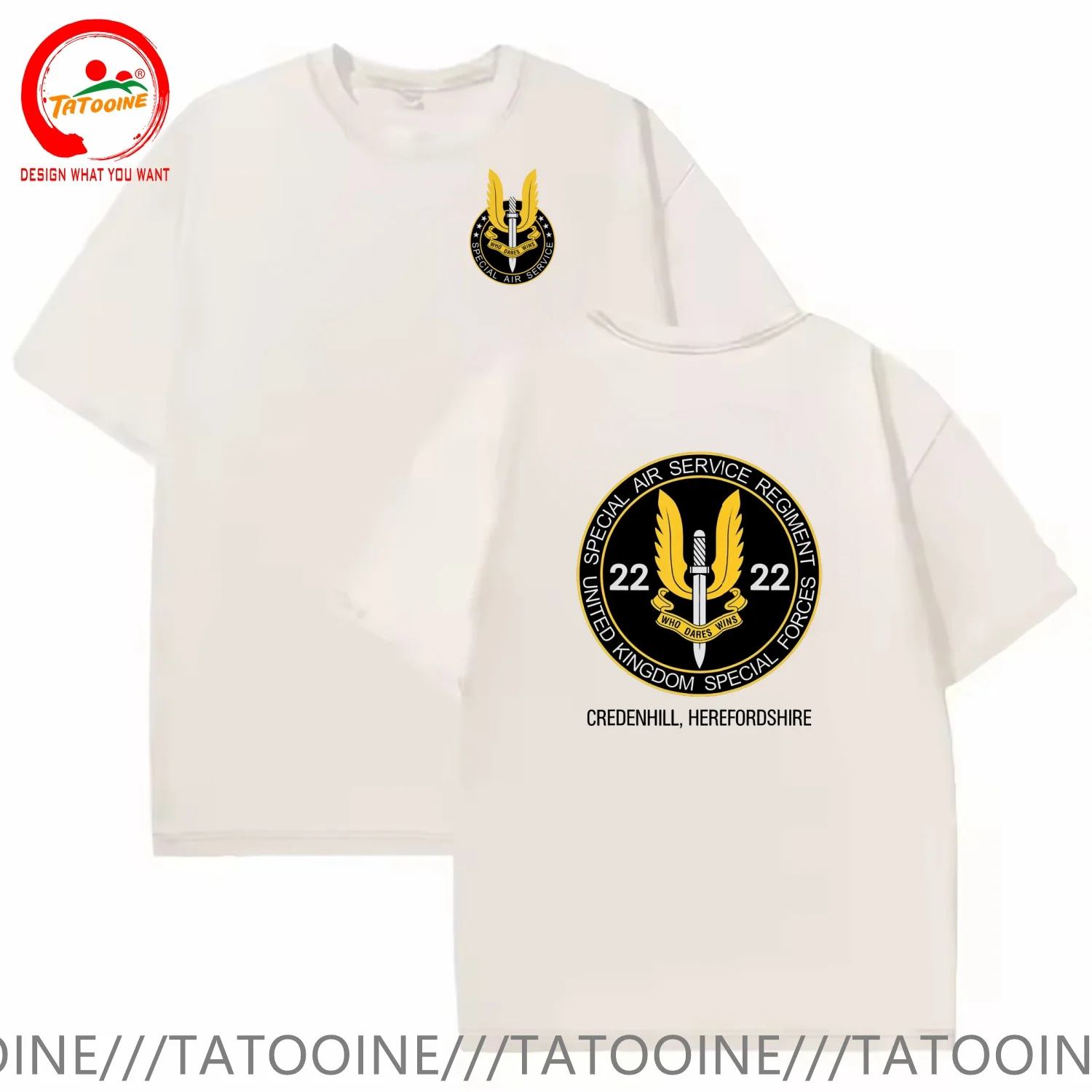 Vintage Washed Cotton T-Shirt Funny Designer Military SAS Special Air Service British Army  T Shirt Men Fashion Trendy Casual