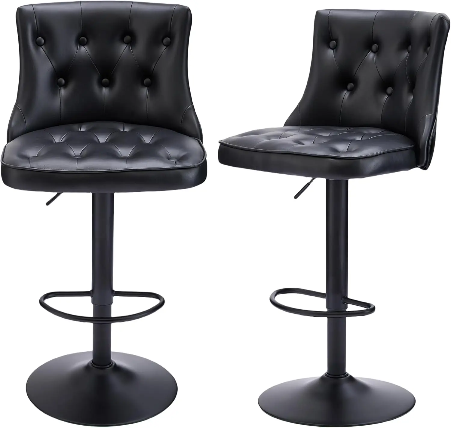 

Bar Stools Set of 2, Adjustable Swivel Bar Stools with Backs, 25"-34" Counter Height Bar Stools ，Black