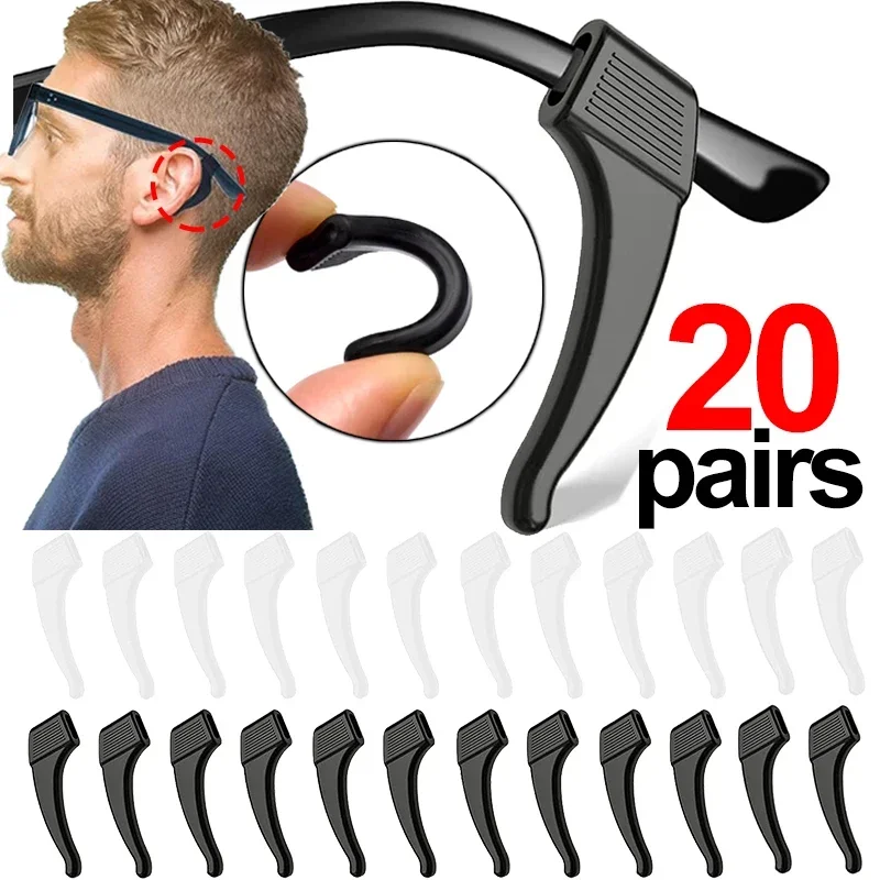2/40 peças de Suporte de Silicone Antiderrapante para Hastes de Óculos, Acessório para Óculos de Sol, Fixador de Orelha, Antiqueda