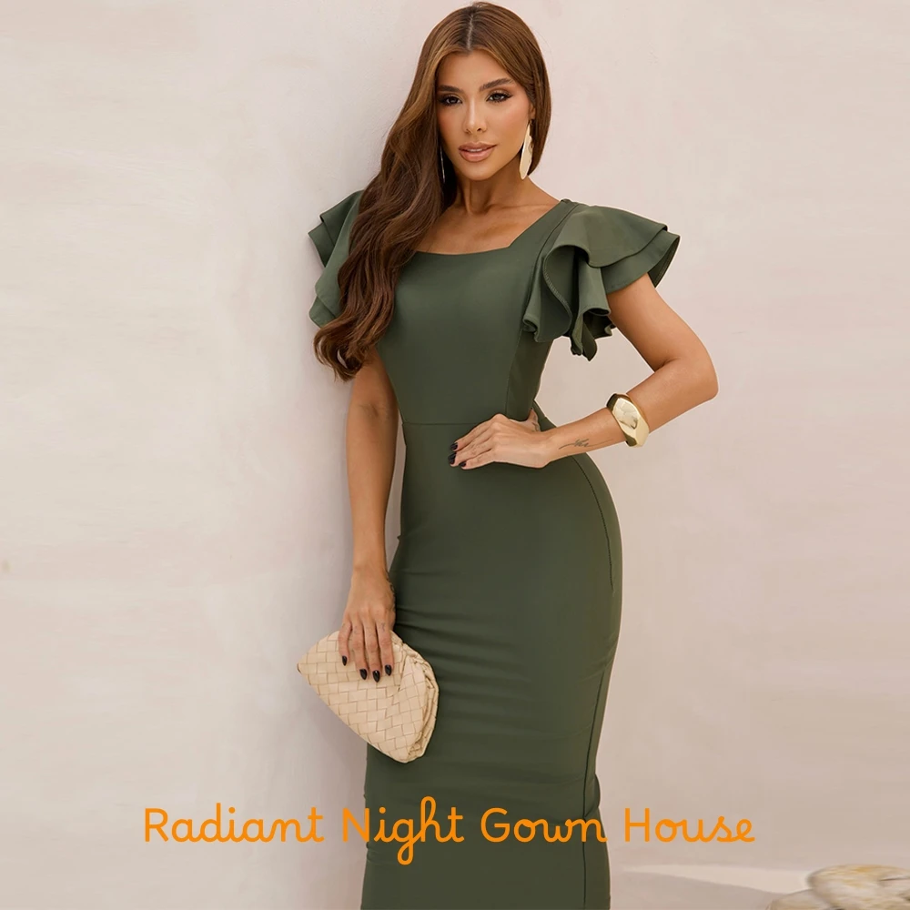 

Сексуальное вечернее платье в стиле русалки, элегантное, с квадратным вырезом, на заказ, для знаменитостей, модное, из зеленого джерси, индивидуальный пошив для особых случаев