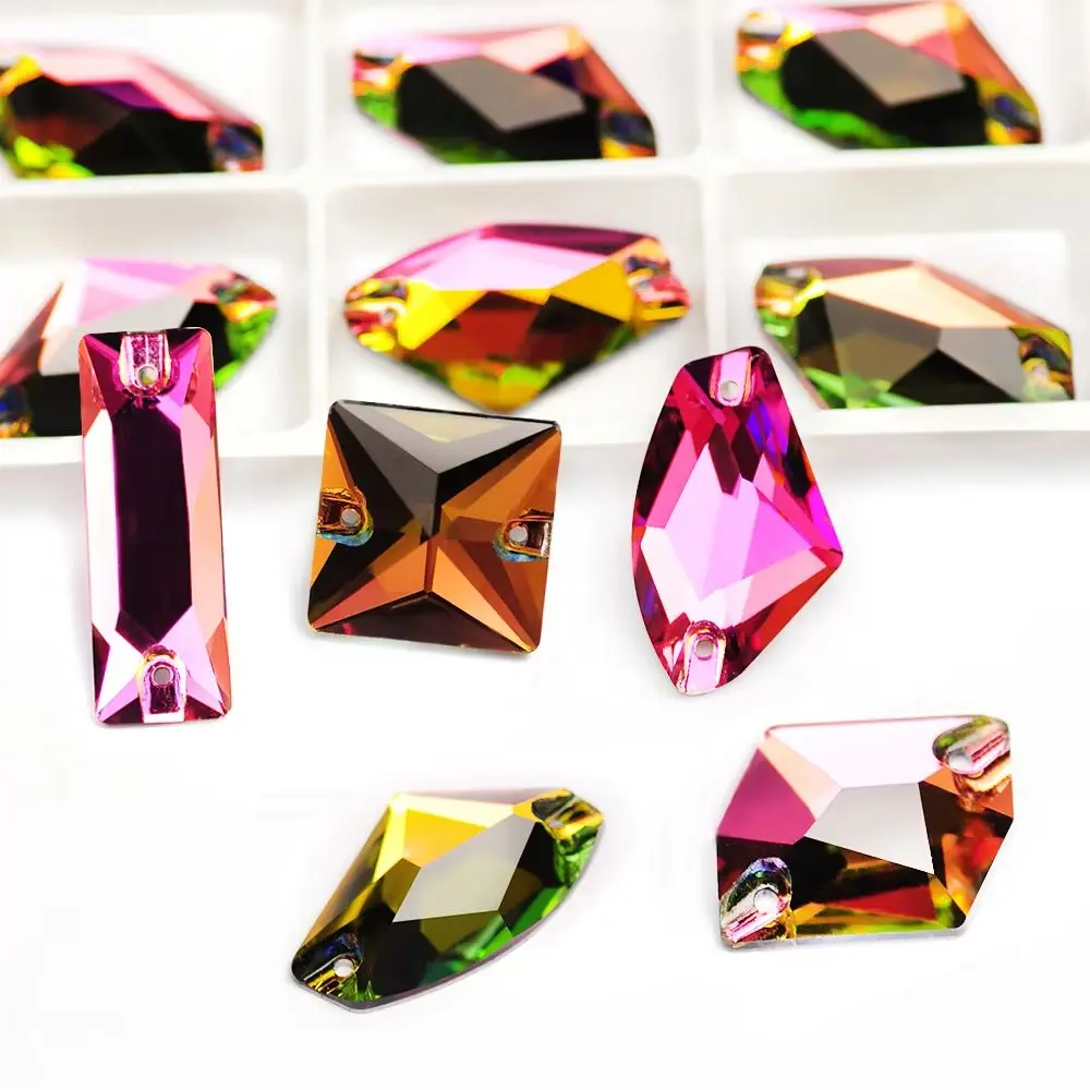 

HISwaro Vitrail Medium Glass Sew on Rhinestones Glitter Crystal Stone For Clothing Bags DIY Rhinestone Accessories
